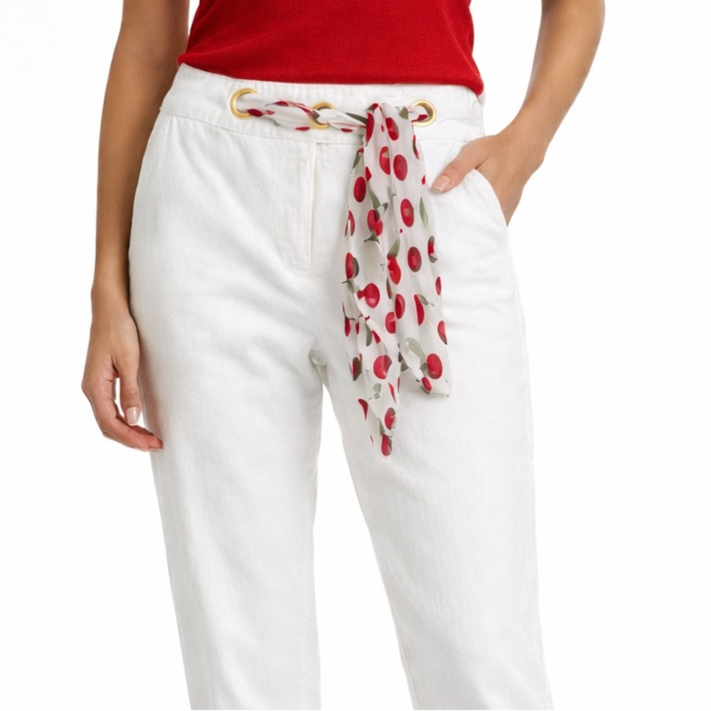 Luisa Spagnoli White Crop Tie Pants Size 42 - Picture 7 of 7